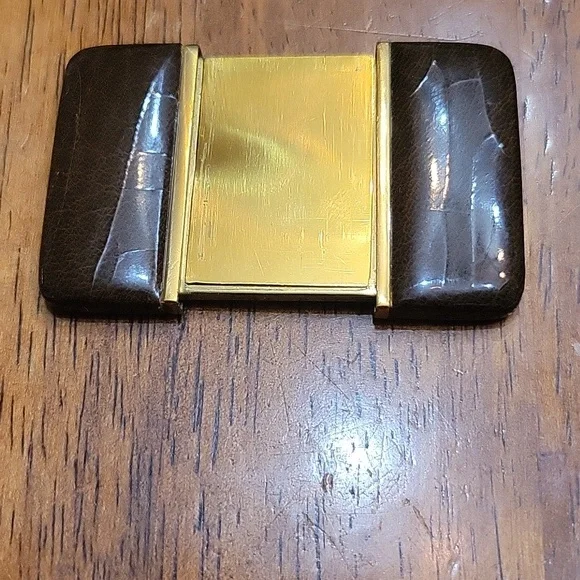 Antique Leather & Brass Pocket Photo Frame Austria
